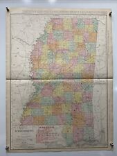 Large Format 1905 COLOR Rand McNally Map Atlas Page 126&127 Mississippi