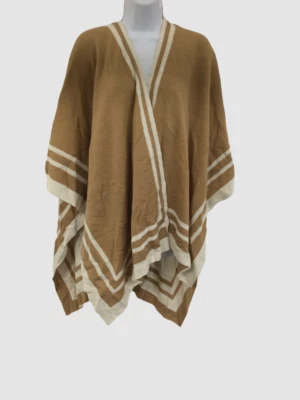 Poncho para mujer Ralph Lauren marrón a rayas frente abierto talla única $125 Foto 1 de 3