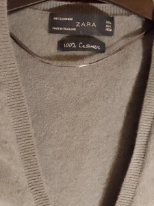 Zara Knit 100% Cashmere V Neck Cardigan with pockets Size M UK 12-14 grey! - Picture 1 of 14