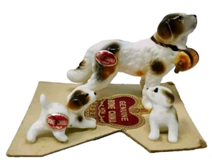 VTG St Bernard Dog Family Mom Pup Puppy Bone China Figurine Mini Miniature Japan - Picture 1 of 6