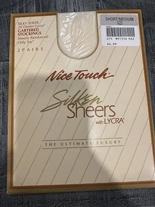 2 paia di calze giarrettiere - Bel tocco seta trasparente con lycra corta/media perla - Foto 1 di 7