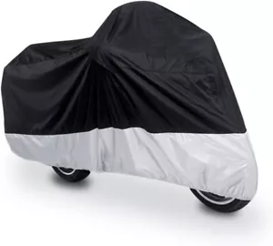 190T Funda Moto Negra Plateada Impermeable Lluvia Protector UV 86.6x37.4x43.3" - Imagen 1 de 12