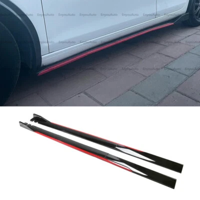 For Jaguar F-Type 86" Side Skirt Extension Rocker Panel Splitter Black Red — 第 1/4 张图片