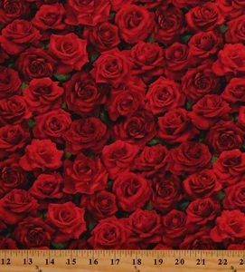 Cotton Red Roses Love Valentine's Day Floral Fabric Print by the Yard D579.70 - Picture 1 of 1