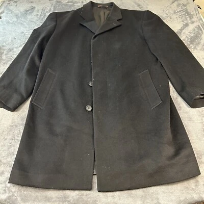 Chaqueta Larga Tasso Elba Para Hombres 42 R Abrigo Negro Lana Cachemira Bolsillos Exterior Preppy Foto 1 de 4