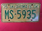 LICENSE PLATE Car Tag 1975 OKLAHOMA MS 5935 Muskogee County [Y10A