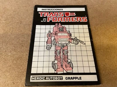 Transformers G1 1985 GRAPPLE IGA libro de instrucciones manual MÉXICO Foto 1 de 3