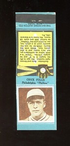 1934 Diamond Match Co. Matchbook Cover Silver Border Baseball Chick Fullis EX