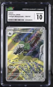 POKEMON Lairon 184/167 Sv06: Twilight Masquerade Holo CGC 10 - Foto 1 di 2