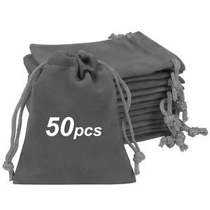 50 Pcs Velvet Gift Pouches Jewelry Bags with Drawstring for Party Favors - Picture 1 of 7