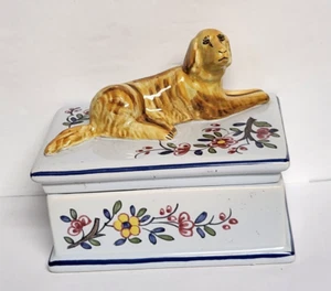 DE COLECCIÓN TIFFANY & CO PINTADO A MANO EN FRANCIA CAJA BARATIJA CON PERRO - Imagen 1 de 7