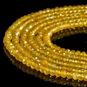Yellow Jade Faceted Rondelle 3X2MM 4X3MM Loose Beads 13.5 inch (P108) - Picture 1 of 3