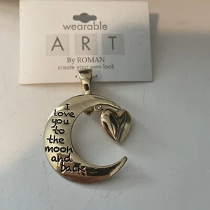 Wearable Art von römischem Goldton Anhänger Mond und Herz - Bild 1 von 5