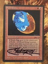 Mtg Arabian Nights Rukh Egg Signed By Cristopher Rush
