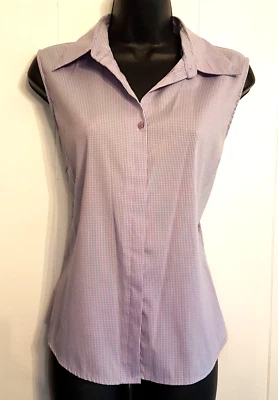 Blusa Tangents Tejida Elástica Top Sin Mangas Talla Mediana Camisa a Cuadros Lavanda Foto 1 de 4