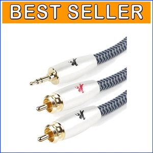 High-Performance 3.5mm to 2RCA Audio Cable with 24K Gold-Plated Connectors - Picture 1 of 8