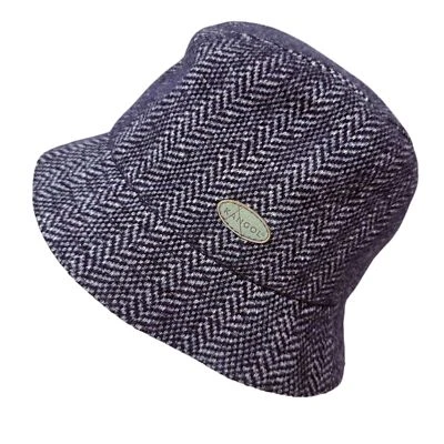 Sombrero de cubo KANGOL azul marino espiga tweed talla pequeña unisex Foto 1 de 4
