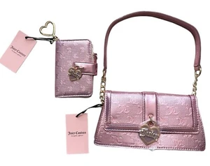 Juicy Couture Pink Metallic Simply Perfect Shoulder Bag & Tab Card Wallet NEW - Picture 1 of 6