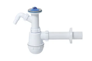 Flaschengeruchverschluss Siphon für Waschbecken, -Tisch mit Geräteanschluß weiß - Bild 1 von 2