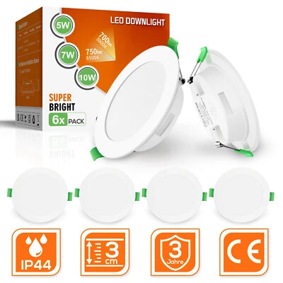 6 x projecteurs encastrés à DEL ultraslim plat rond plafonnier salle de bain spot set 230 V DHL - Photo 1/4