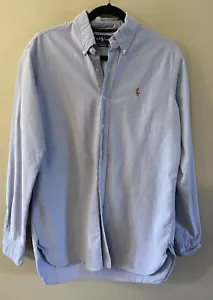 Ralph Lauren camicia elegante uomo blu con bottoni manica lunga taglia media polo - Foto 1 di 7
