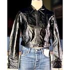 NWT New $158 Anthropologie Black Faux Leather Crinkle Cropped Jacket XS