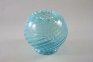 ANTIQUE VICTORIAN DAVIDSON BLUE GLASS ROUND VASE - Picture 1 of 7