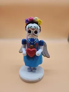 HALLOWEEN SUGAR SKULL Girl NUTCRACKER Wooden~Day of the Dead Woman angel - Picture 1 of 6