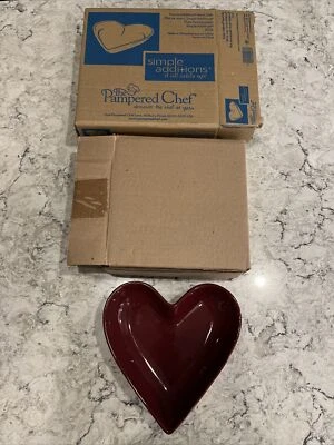 The Pampered Chef Simple Additions Heart Dish 2076 Red 6”x6” New Open Box - Image 1 of 4