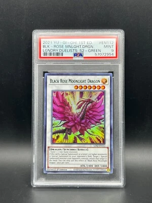 Yugioh PSA 9 MINT Black Rose Moonlight Dragon (Green) LDS2-EN112 Ultra 1st #2954 - Image 1 of 2