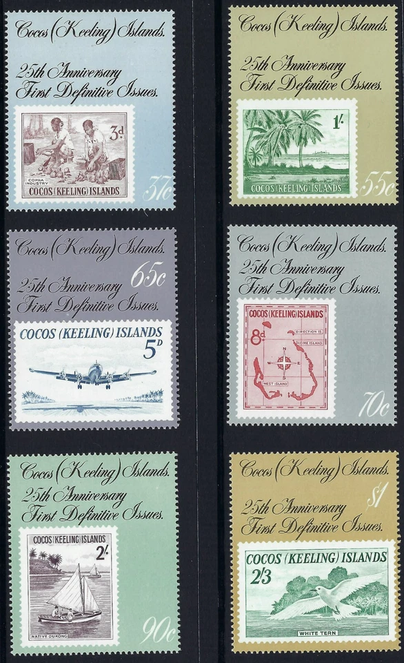 Cocos Keeling Islands SG# 185-190 1988 primer sello aniversario conjunto de 6 como nuevo MUH MNH Foto 1 de 1
