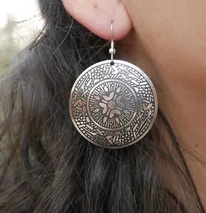 Orecchini danza del ventre zingara boema orientale etnica metallo argento Jamnagar India - Foto 1 di 2
