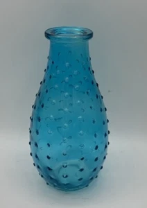Aqua Blue Glass Vase~ symmetrical knobs -5.5 in Sports Sparkle~VGT~ SHIPS FAST - Picture 1 of 6