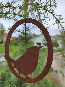 Saremo Vogel zum hängen Figur  Gartendeko Edelrost Metall Skulptur - Picture 1 of 4