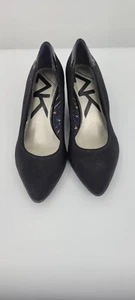Anne Klein Women Heel 7.5 Black Pump Slip On Wedge Pointed Toe Solid  Low - Picture 1 of 7