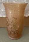 10? Vintage Etched Orange Colored Glass Vase Floral/Pasley Design