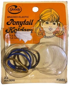 Vintage GOODY BRAIDED ELASTICS Ponytail Holders 5 Total 1975 #5683 Open Package - Picture 1 of 3