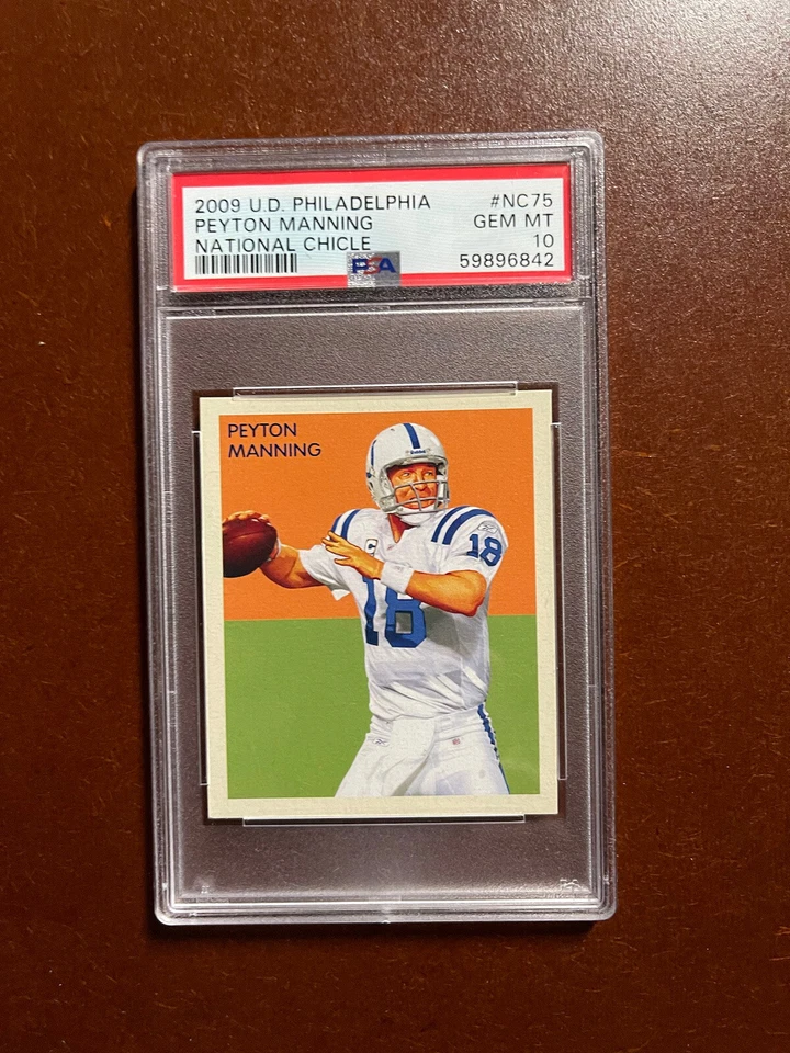2009 PHILADELPHIA NATIONAL CHICLE #NC75 PEYTON MANNING PSA 10 GEM MT HOF POP 1 - Image 1 of 3