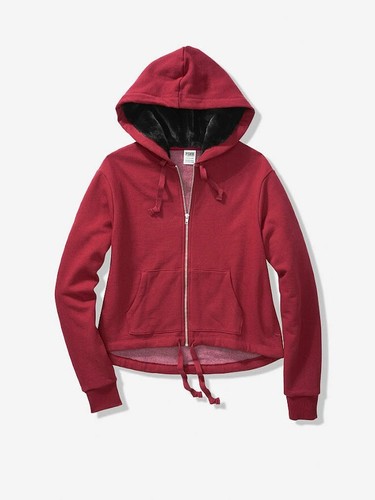 UNDERCOVER Felpa ROSA Victoria’s Secret Ruby X SMALL College Premium pelliccia sintetica full zip