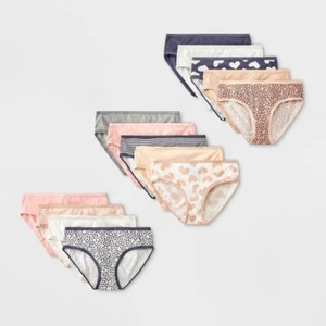New Open Girls' 14pk 'Leopard' Hipster Underwear - Cat & Jack™ Cream 10 READ - Picture 1 of 1