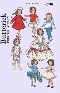 Butterick 8799 - für 8 Zoll Filmstar Puppen, Shirley Temple usw Schnittmuster - Bild 1 von 3