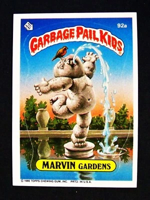 GARBAGE PAIL KIDS 1986 3rd Series #92a MARVIN Gardens DIE-CUT Error Card, #1 OS3 - Image 1 of 2