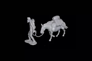 Prospector & Pack Mule set #3 resin western miners MARX toy soldiers playsets - Picture 1 of 8