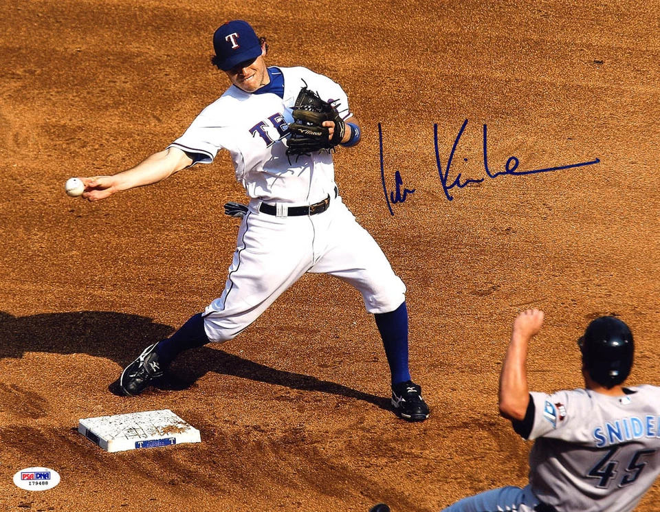 Ian Kinsler SIGNED 11x14 Photo Texas Rangers *ACTION* PSA/DNA AUTOGRAPHED - Image 1 of 1