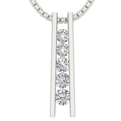 Collar Colgante Viaje Diamante Corte Redondo Natural VS1 E 0,50 quilates Oro Blanco 14K Foto 1 de 4