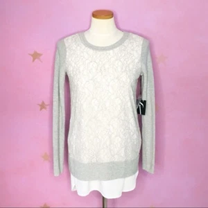 SIMPLY VERA VERA WANG GRAUER SPITZENSTRICKPULLOVER NEU MIT ETIKETT - Bild 1 von 9