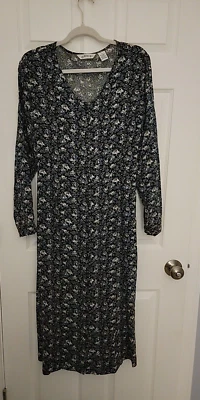 Orvis Blue Floral Button Down Women's Dress Size 12 with Tie in Back - Image 1 of 4