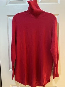 Soft by Naadam 100% Cashmere Turtle Neck Curved Hem Sweater-Red-XS-NEW-A458180 - Picture 1 of 2