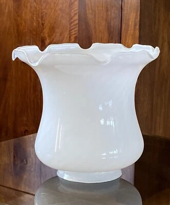 Viktorianischer Stil OPAL weiß Wirbel Glas Tulpe Öl Lampenschirm