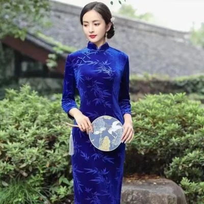 Vestido Qipao Chinês Outono Outono Feminino Sexy Adulto Roupas Tradicionais - Imagem 1 de 4